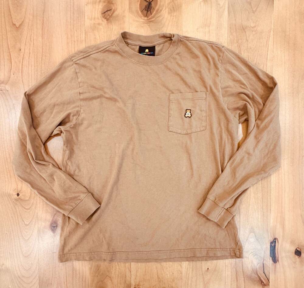 Teddy Fresh Tan Long Sleeve Pocket Shirt w/Embroidered Bear Logo Med